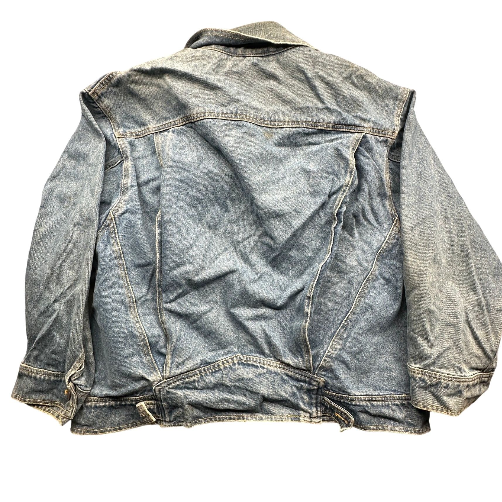 DAKS VINTAGE Komitor Denim Trucker Jacket Womens XL 90s Patchwork Patches Denim Jacket Casual Women XL Blue Size XL / US 12-14 / IT 48-50 - 2 Thumbnail