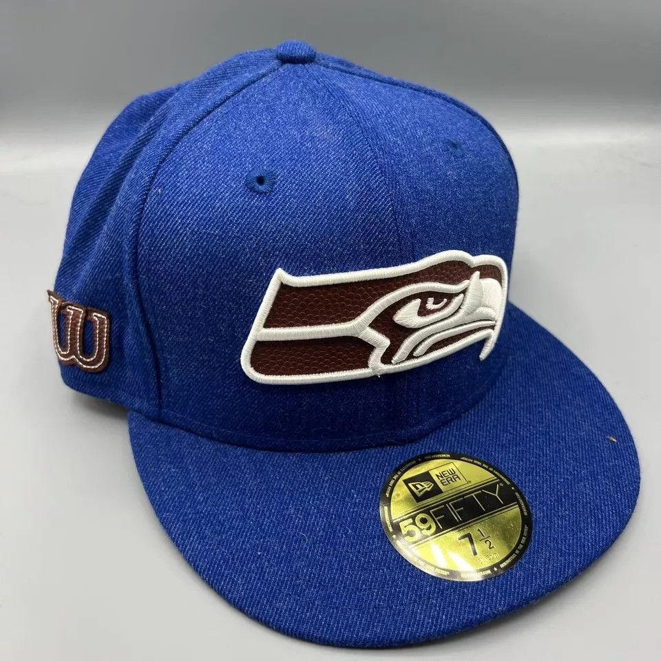 New Era Seattle Seahawks 7 1/2 Blue Wilson x New Era Fitted Cap New Size ONE SIZE - 3 Thumbnail
