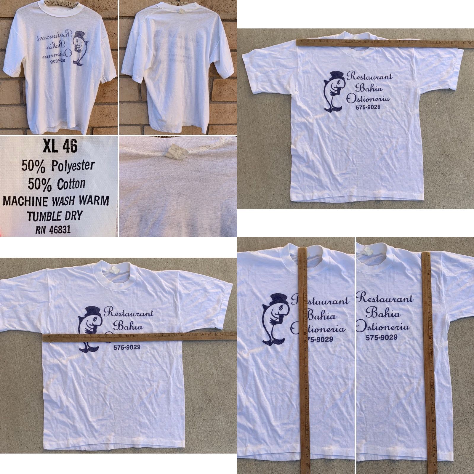 Vintage VINTAGE Signal T-Shirt Mens Short Sleeve White 46 XL RN 46831 Restaurant Bahia Ostioneria Fish Single Stitch Size US XL / EU 56 / 4 - 11 Thumbnail