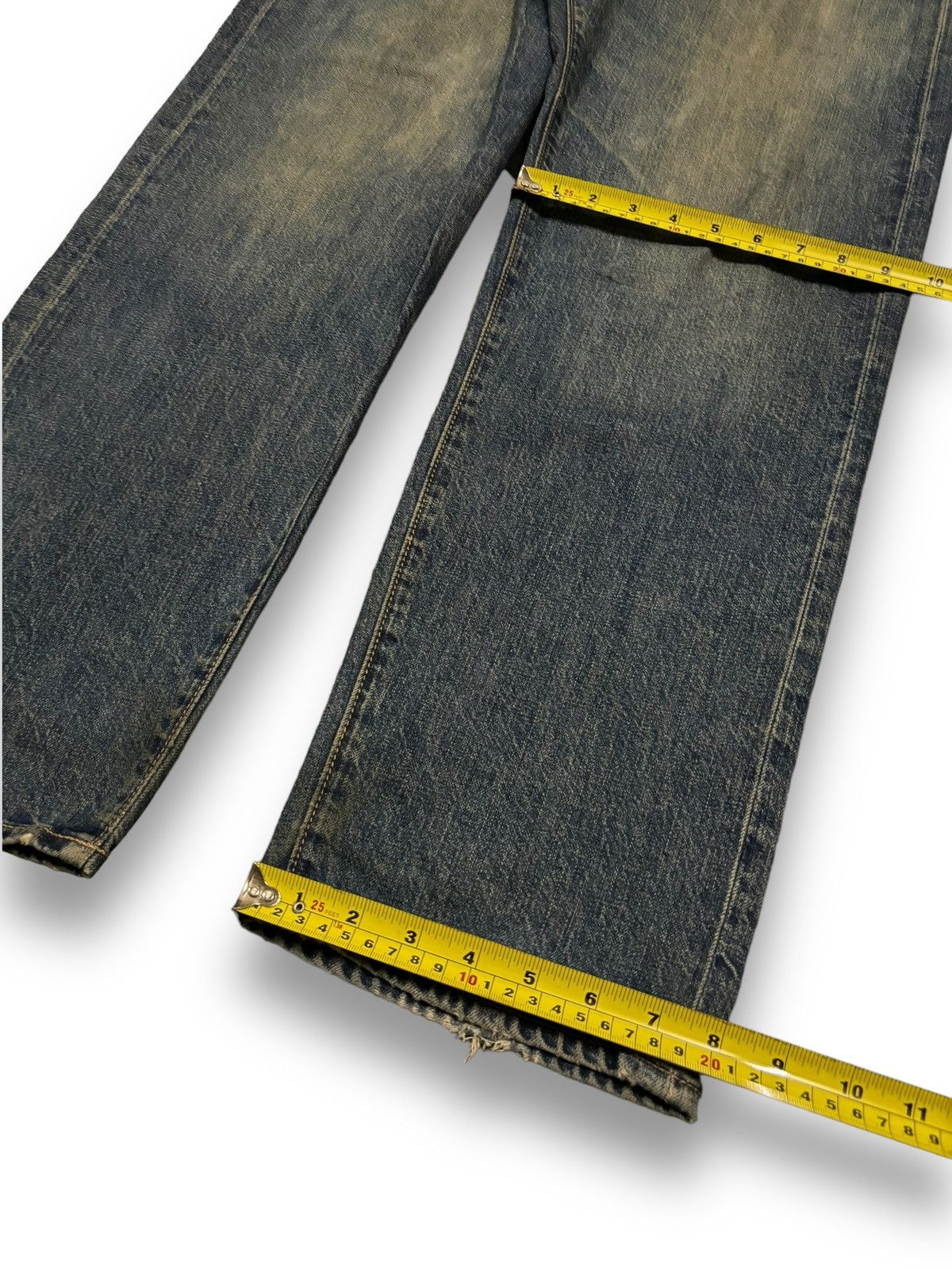 GU × Undercover Vintage Japanese Brand GU Dark Mud Wash Loose Ripped Jeans Size US 33 - 17 Thumbnail