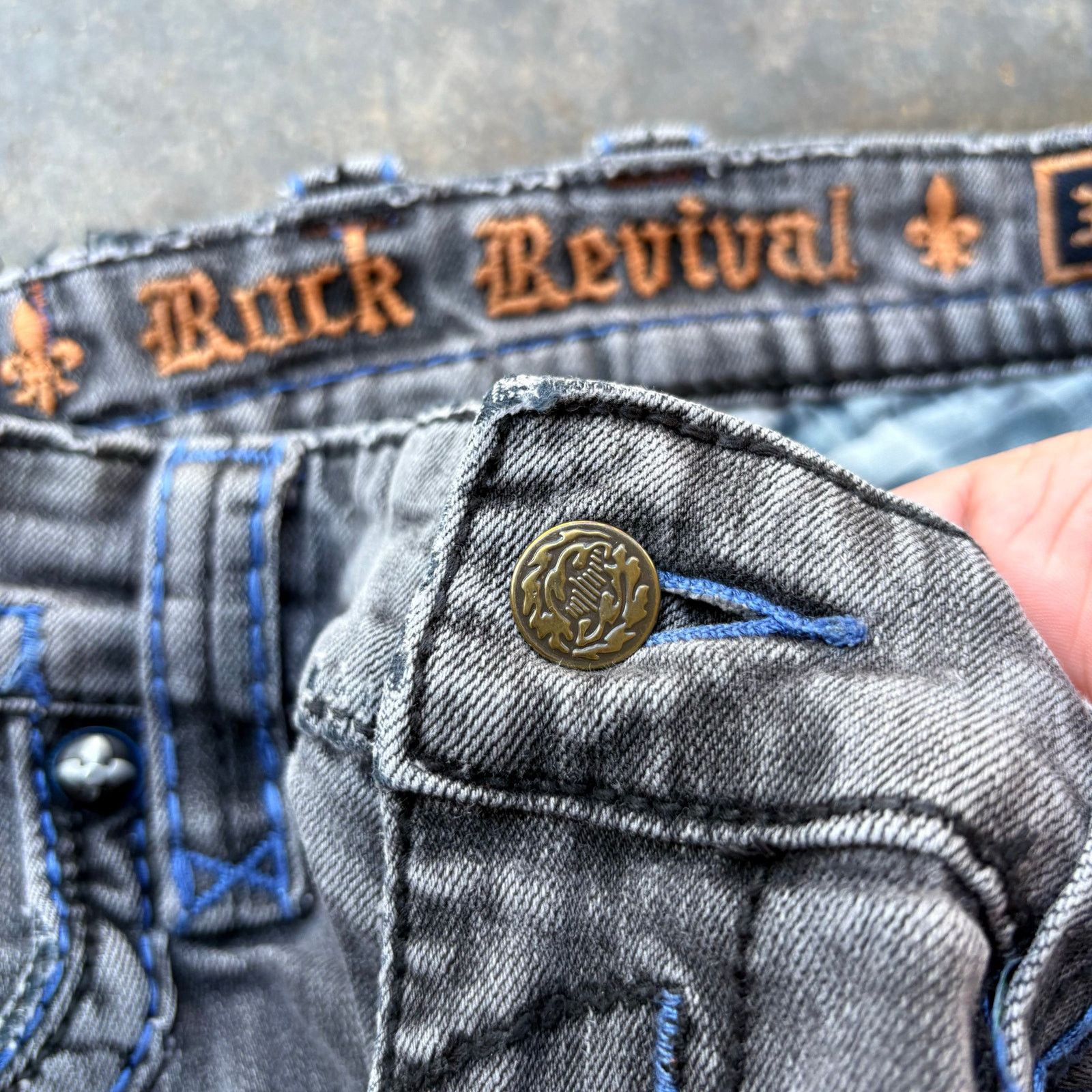 Rock Revival Vintage y2k Faded Grey Rock Revival Blue Jeans Size US 36 / EU 52 - 6 Thumbnail