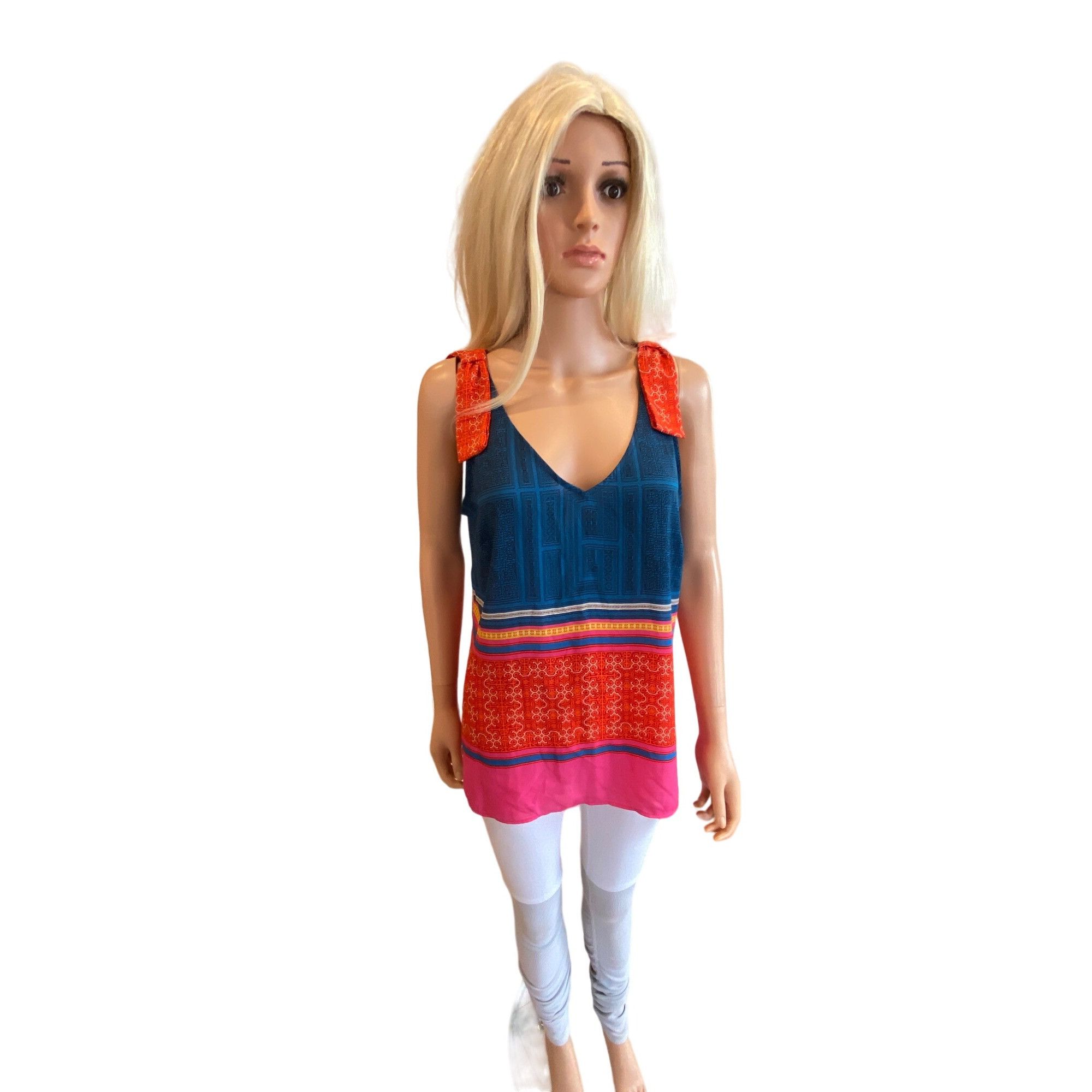 Designer CAbi Shoulder Tie Top Tunic #5787 Nomad Multicolor Print Wom Size M / US 6-8 / IT 42-44 - 10 Thumbnail