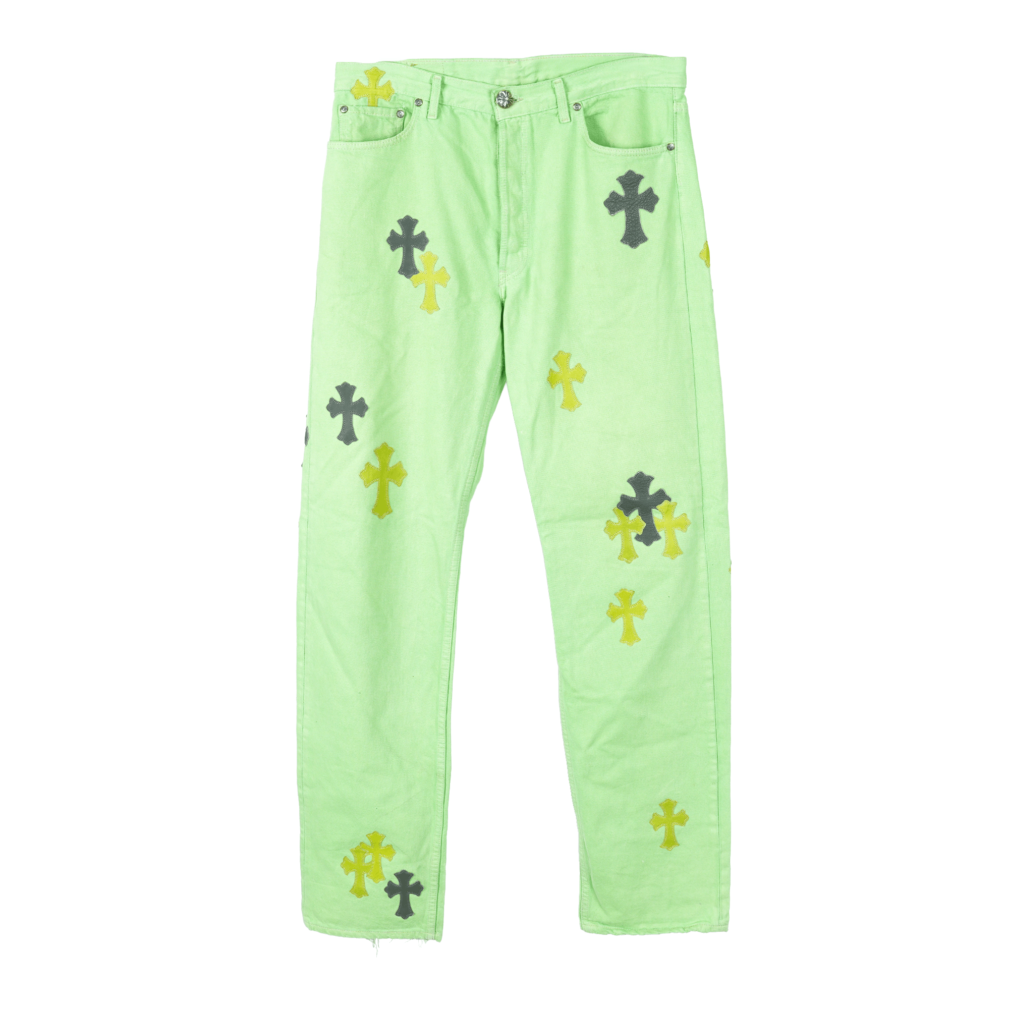 Chrome Hearts CHROME HEARTS GREEN SEX RECORDS CROSS PATCH JEANS Size US 33 - 1 Thumbnail