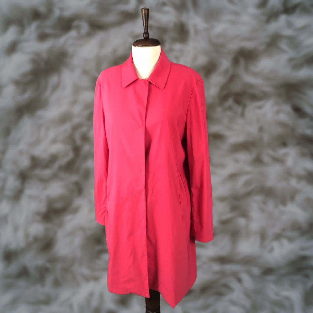Neiman Marcus Neiman Marcus Trench Coat Womens Size 8 Pink Rayon Single-Breasted Mid-Length Long Sleeve Casual Dressy Size M / US 6-8 / IT 42-44 - 1 Thumbnail