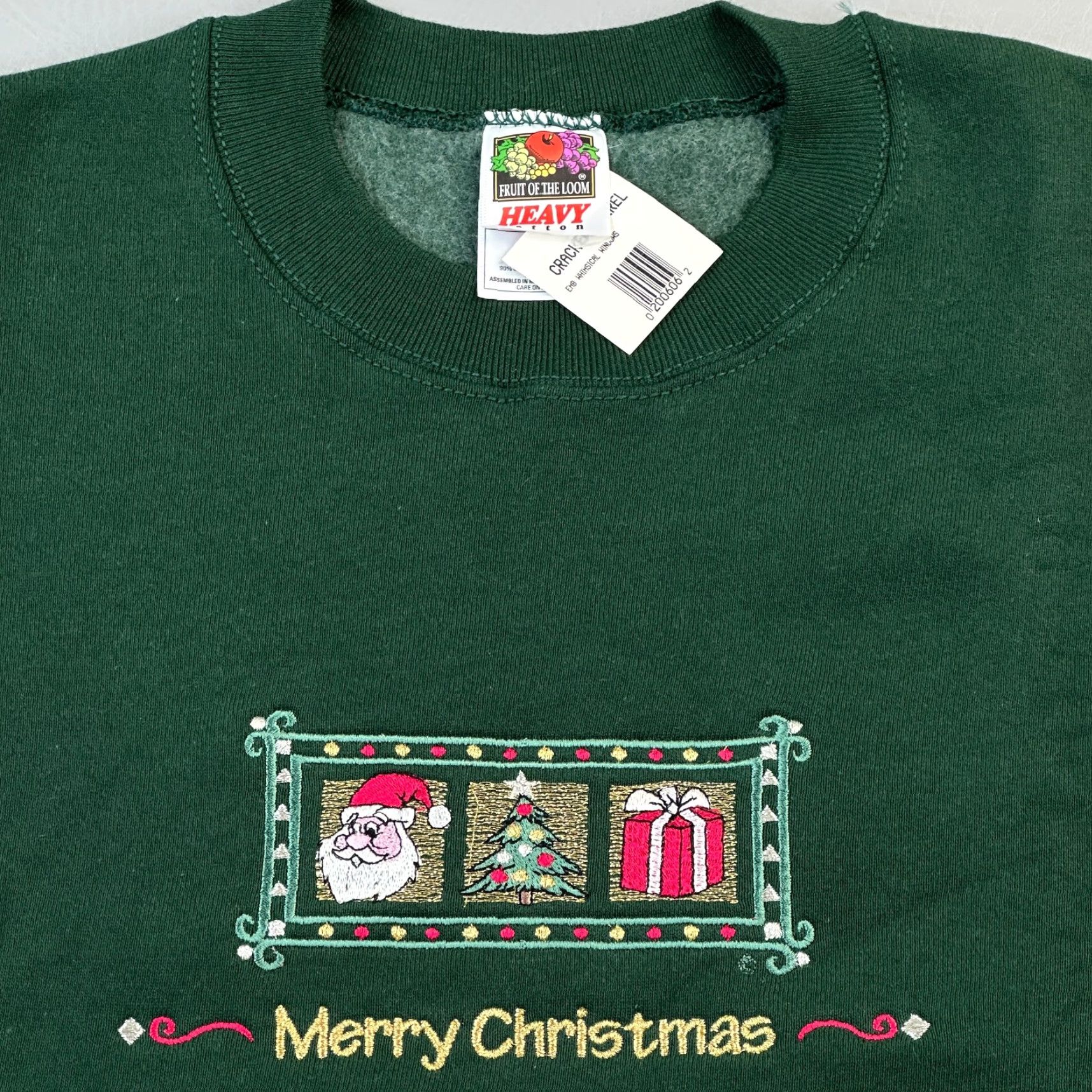 Fruit Of The Loom VINTAGE Fruit of the Loom Sweatshirt Women’s Large Green Santa Embroidered NWT Christmas Size L / US 10 / IT 46 - 5 Thumbnail