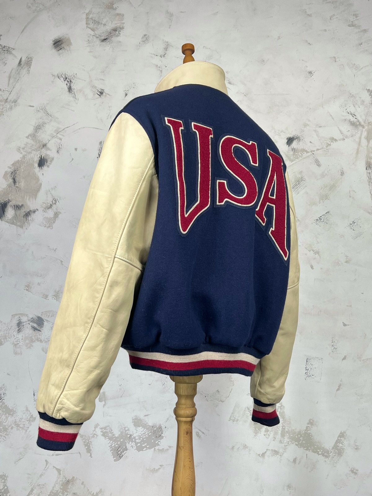 Dehen 1920 Vintage Dehen USA Wool Leather Bomber Jacket Size L Size US L / EU 52-54 / 3 - 7 Thumbnail