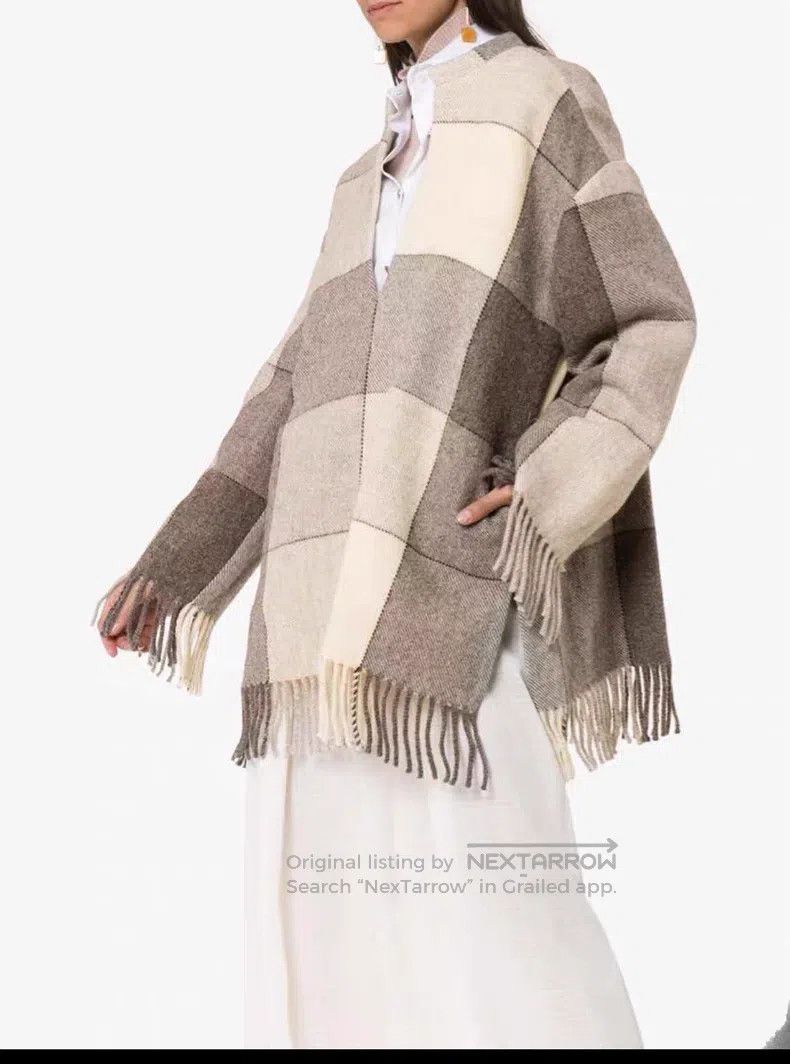 Jil Sander Jil Sander size 32 New Genuine Plaid V-Neck Fringe Cape Coa Size S / US 4 / IT 40 - 1 Thumbnail