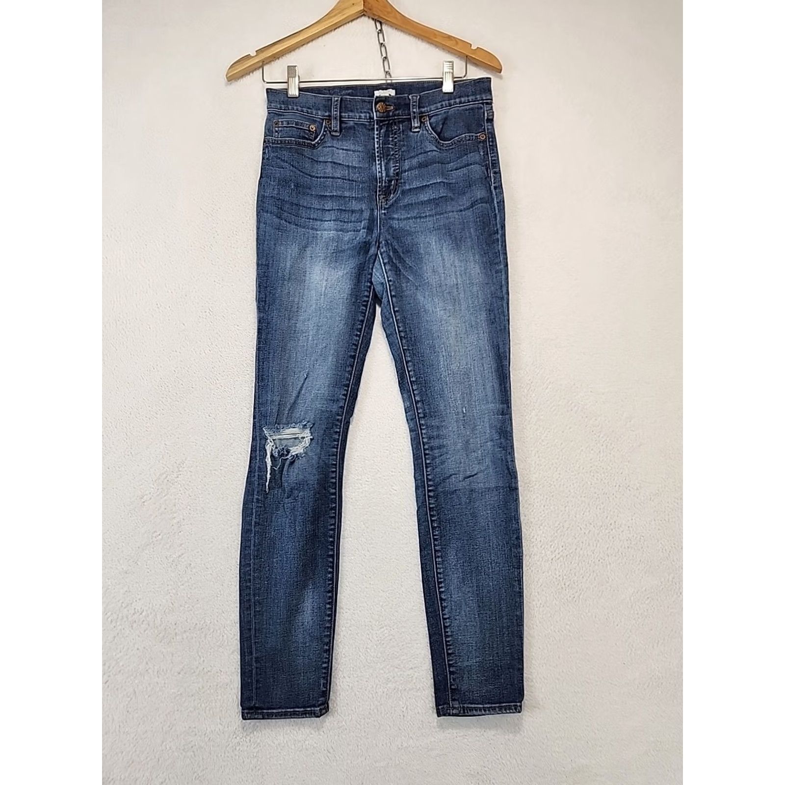 J.Crew J.CREW Stretch Skinny Ankle Blue Jeans Distressed Women's Sz 28 Whiskered Faded Size 28" / US 6 / IT 42 - 5 Thumbnail