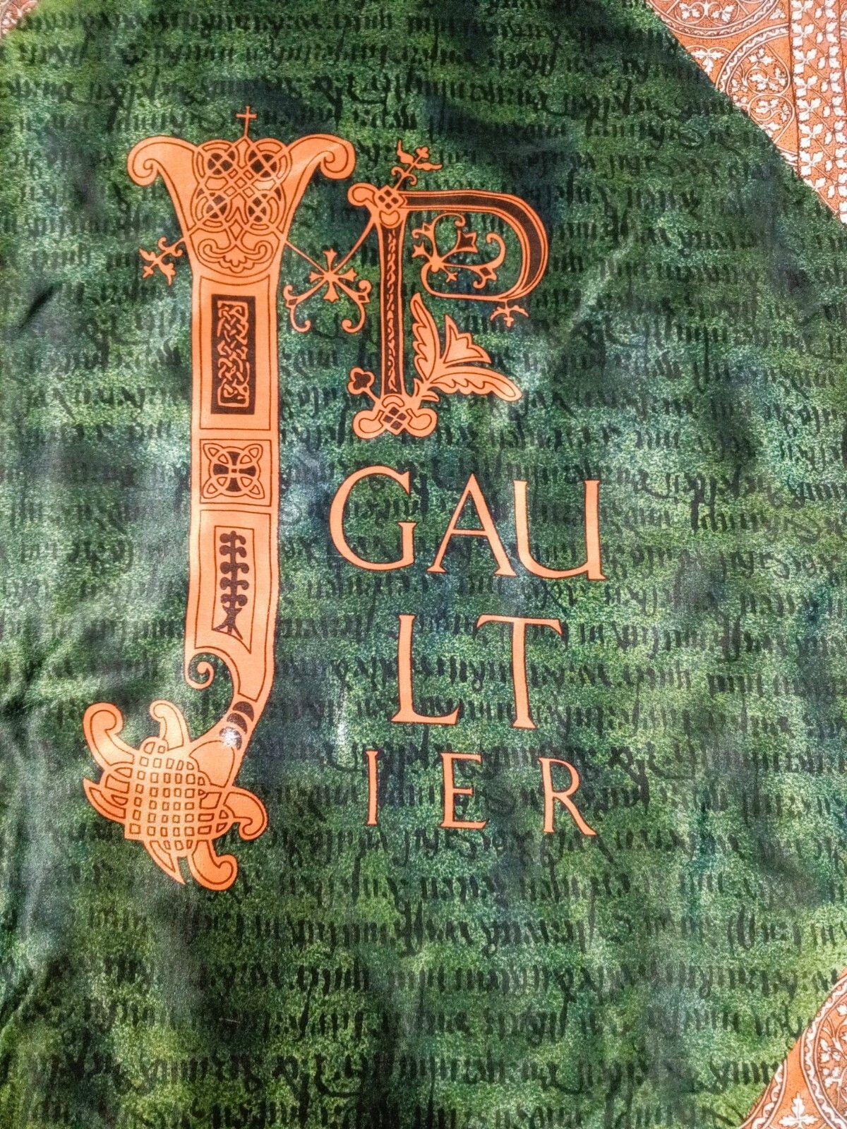 Jean Paul Gaultier JEAN-PAUL GAULTIER JPG Paris Abstract Green Brown Silk Scarf Size ONE SIZE - 2 Thumbnail