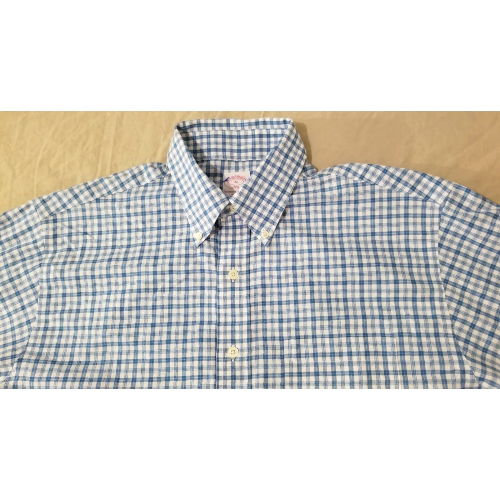 Brooks Brothers Brooks Brothers Shirt Mens Plaid Dress Button-Up Cotton Blue M Medium Size 40R - 3 Thumbnail
