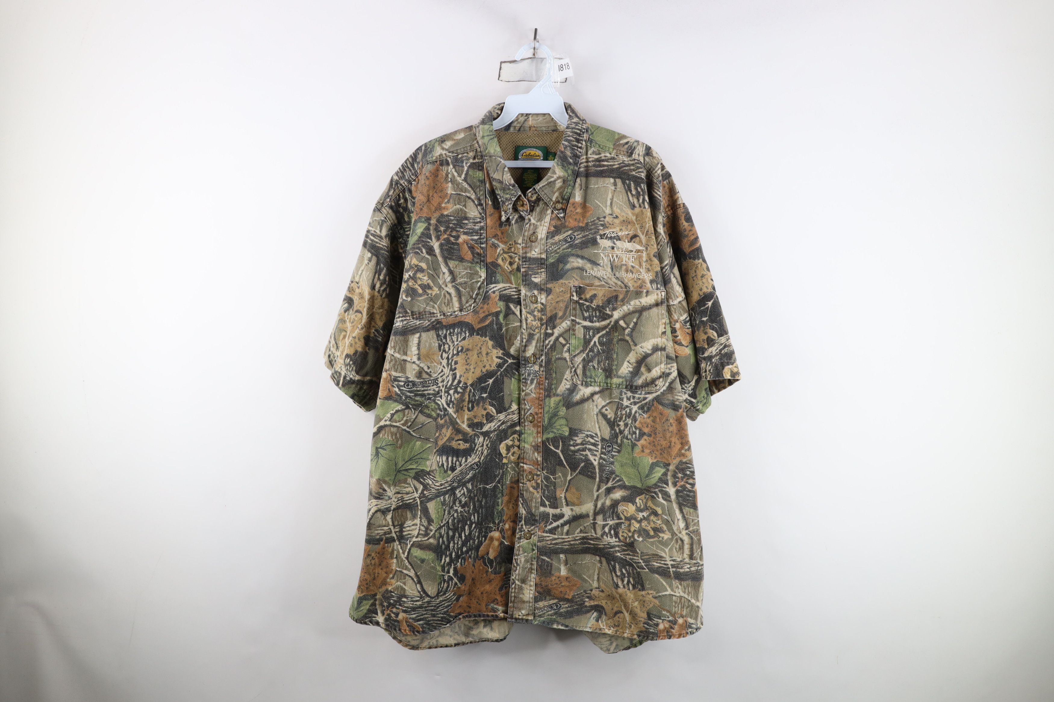 Cabelas Vintage Cabelas NWTF Camouflage Chamois Cloth Button Shirt Size US XL / EU 56 / 4 - 1 Thumbnail