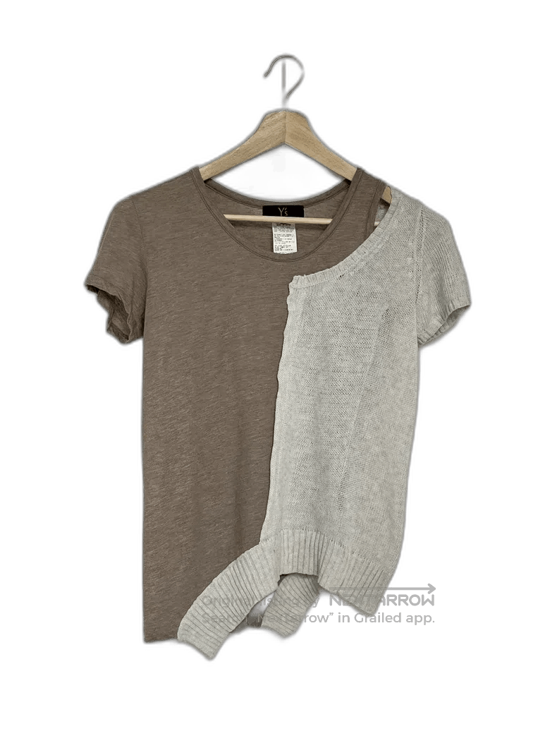 Yohji Yamamoto Y's by Yohji Yamamoto Spliced Short Sleeve Top Size US M / EU 48-50 / 2 - 1 Thumbnail