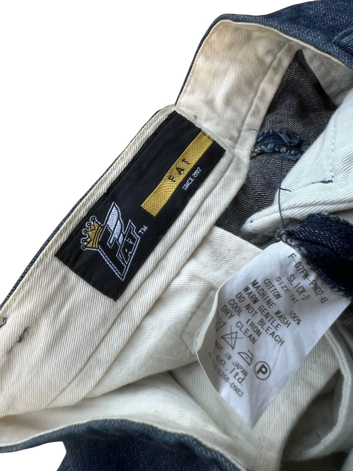 Fat Tokyo FAT FA Japan Buckle Back Baggy Denim Trouser Pant Size US 34 / EU 50 - 20 Thumbnail