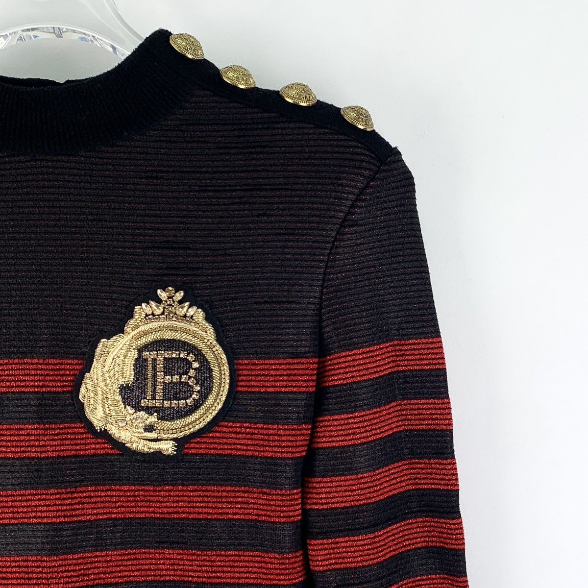 Balmain Balmain Striped Logo Rhinestone Long Sleeve Knit Dress K26WX Size XS / US 0-2 / IT 36-38 - 3 Thumbnail