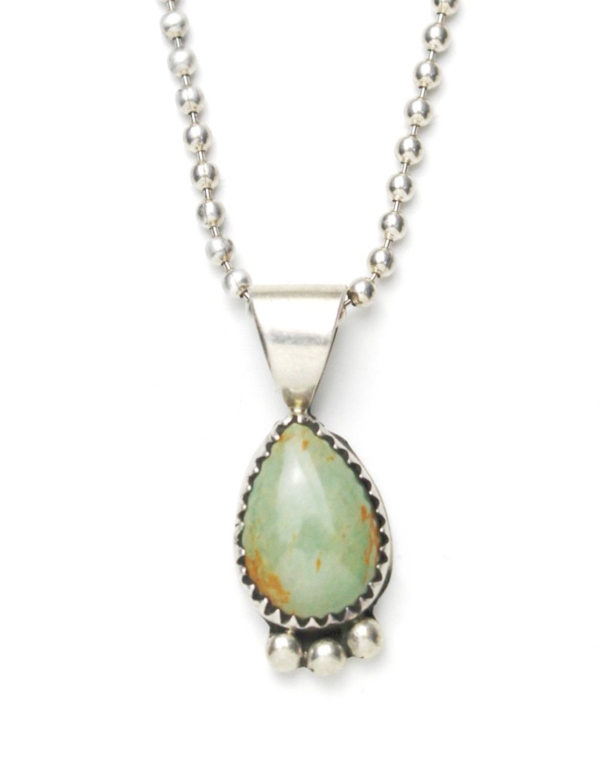 Vintage 2000S JAPANESE MADE STERLING SILVER NECKLACE GREEN STONE Size ONE SIZE - 1 Thumbnail