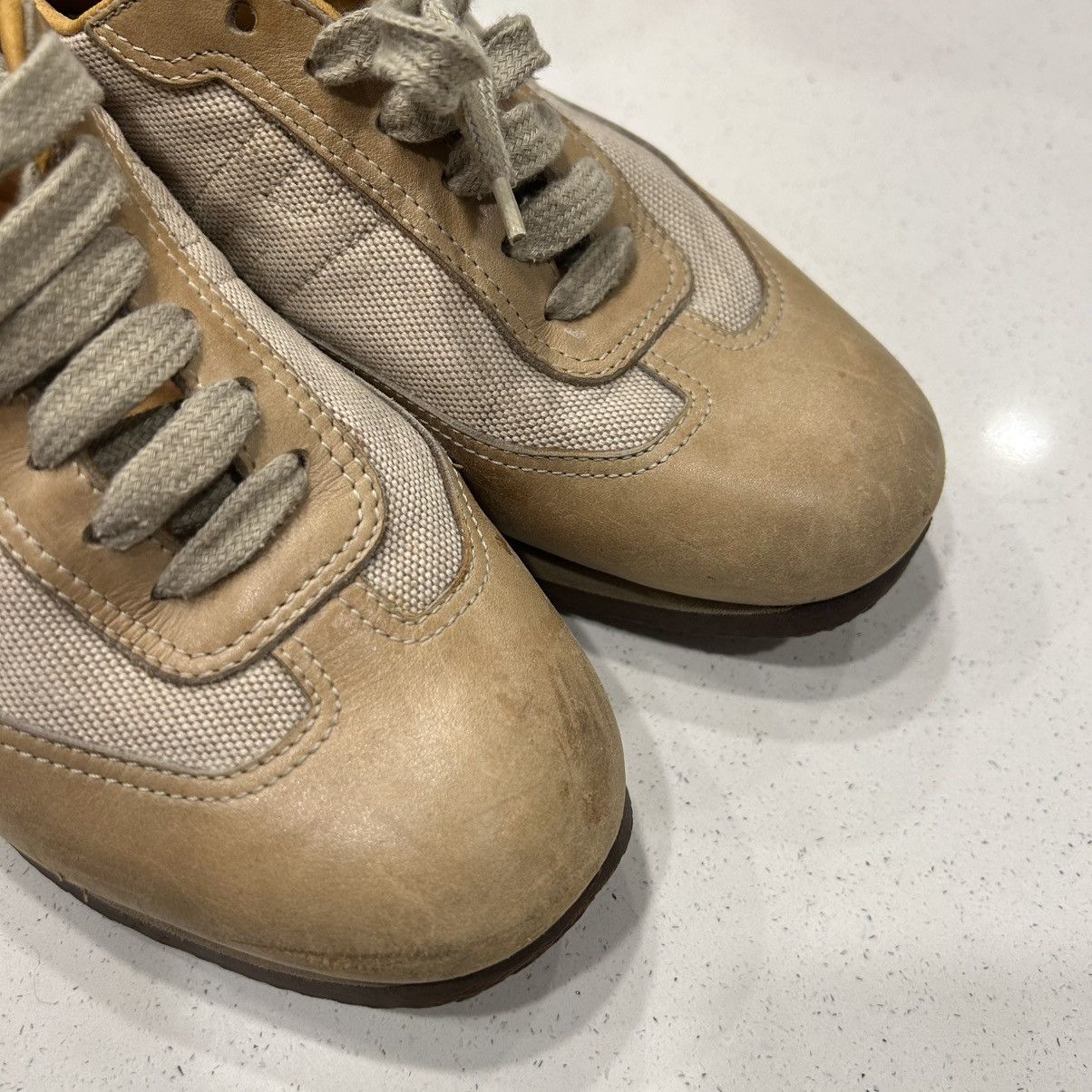 Hermes × Vintage Vintage 1980’s Hermès Leather & Canvas Sneakers Size 38 Size US 7 / IT 37 - 5 Thumbnail
