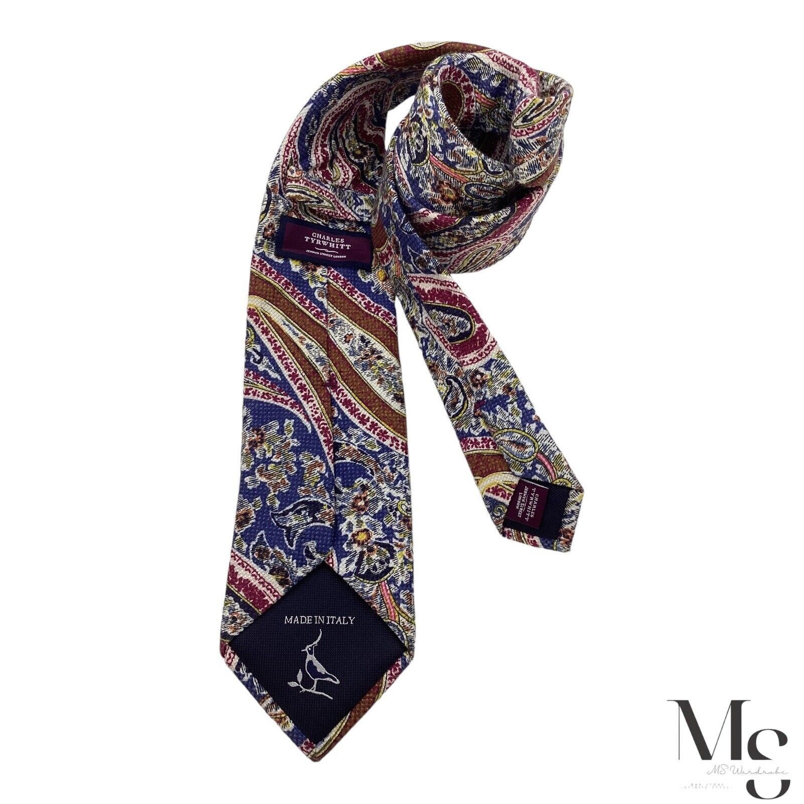 Charles Tyrwhitt CHARLES TYRWHITT XL Blue Paisley Silk Tie Made In Italy W: 3 Size ONE SIZE - 2 Thumbnail