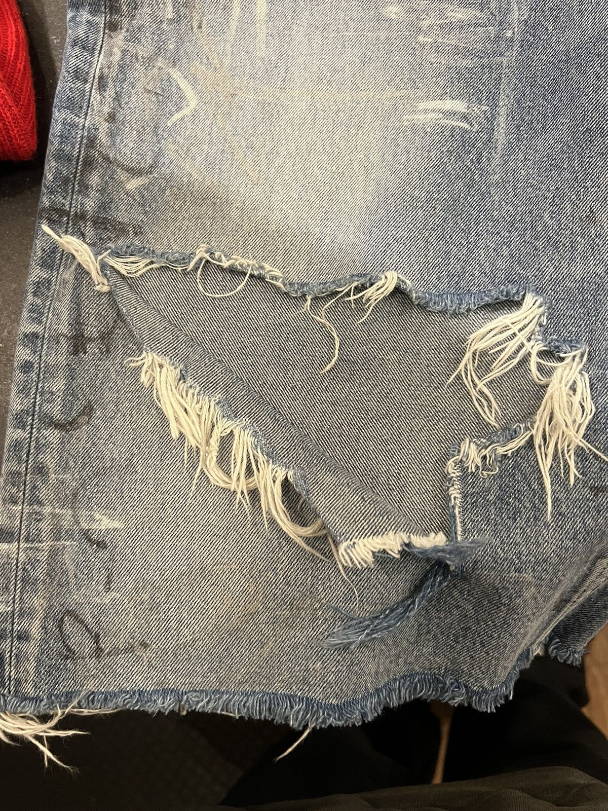 Balenciaga graffiti skater distressed denim shorts
