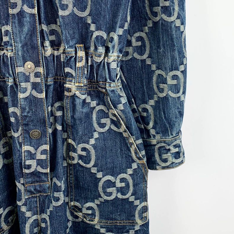 Gucci Gucci Blue logo jacquard full-print cotton lapel long-slee Size 25" / US 0 / IT 36 - 4 Thumbnail