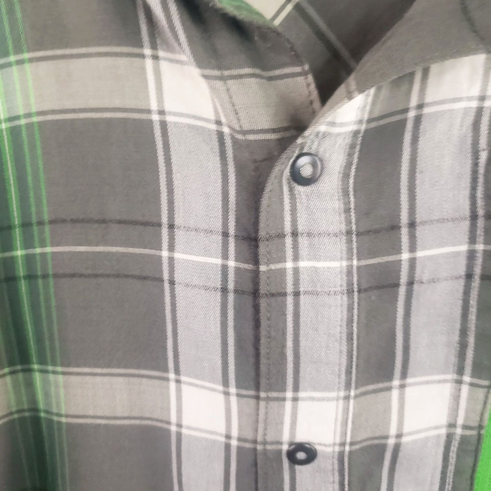 Vintage Rugged Point Button Down Shirt Mens L Green Gray Plaid Twill Zip Pocket Snap Button Size US L / EU 52-54 / 3 - 6 Thumbnail