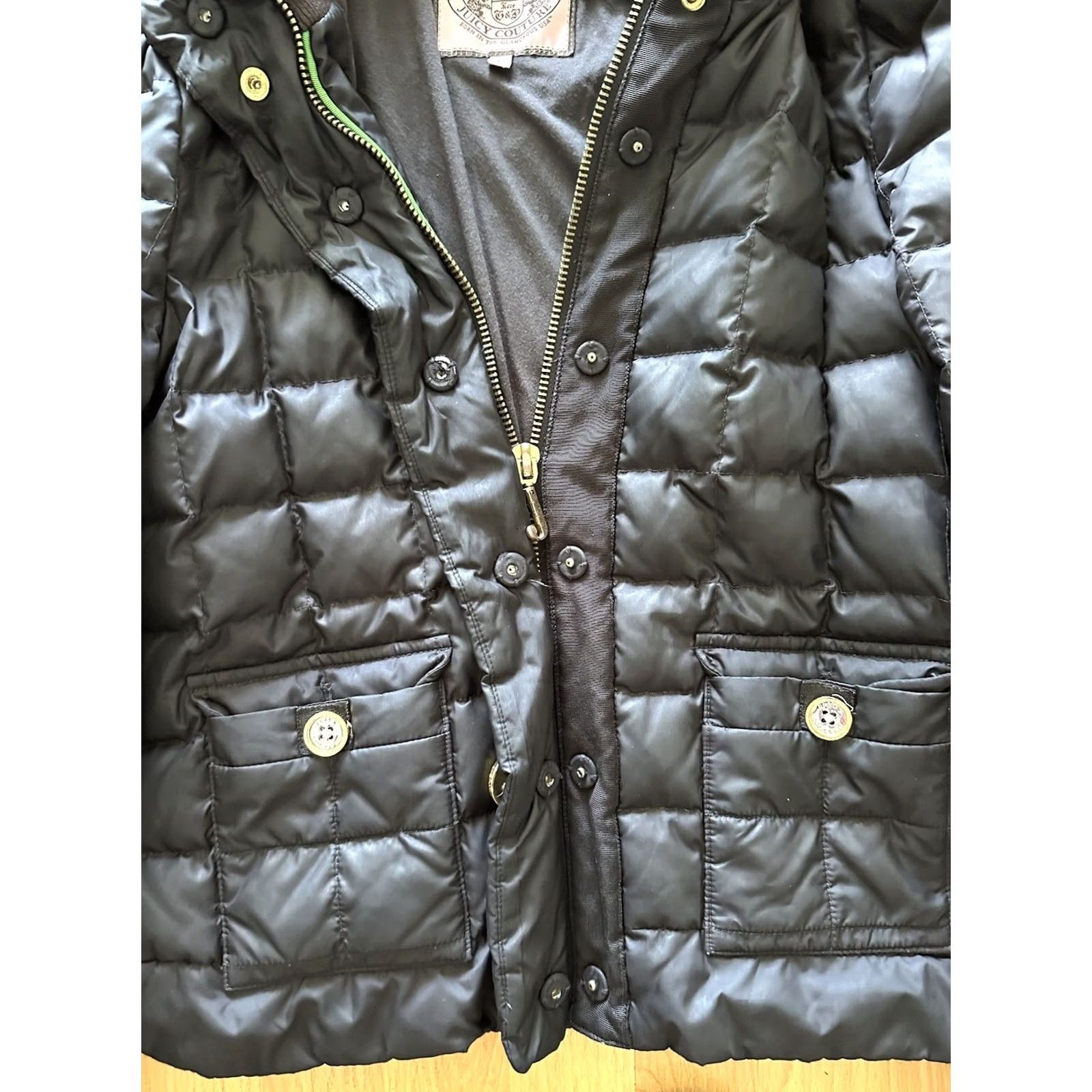 Juicy Couture VINTAGE Juicy Couture Puffer Coat Hooded Down Quilted Black Women Slim S Coat Modern Y2K Jacket Size S / US 4 / IT 40 - 2 Thumbnail