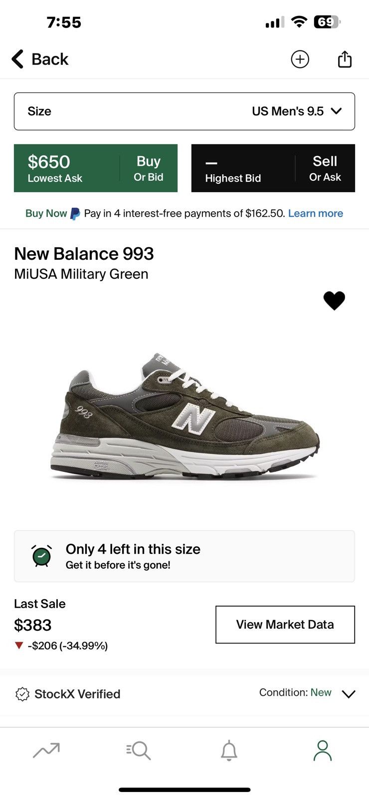 New Balance New Balance 993 MiUSA Military Green - 9.5 | Grailed