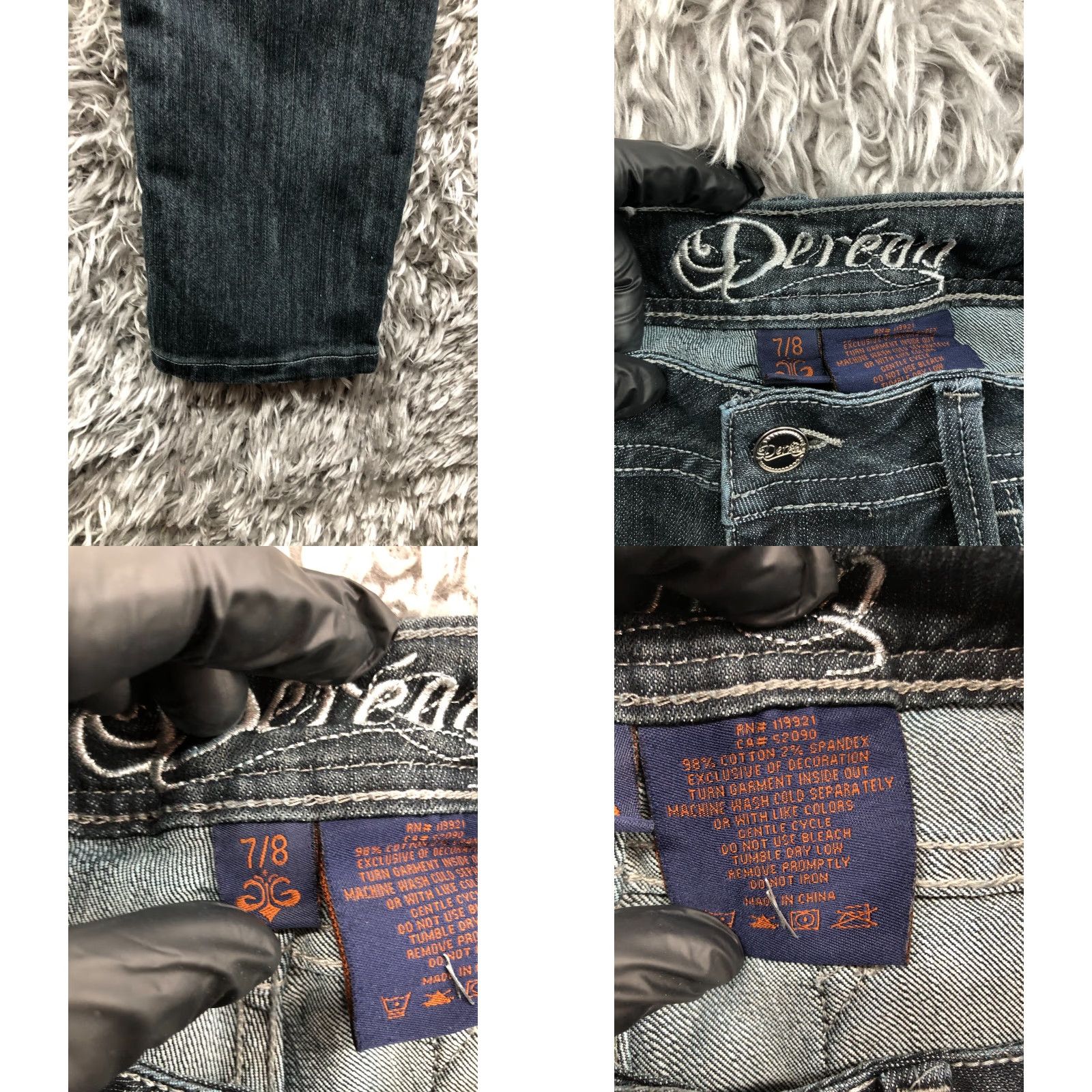 Denime Dereon Jeans Skinny Mid Dark Blue 30 in 33 in Juniors Size 7 Belt Loops 5-Pocket Denim Fashion Womens Size 28" / US 6 / IT 42 - 9 Thumbnail