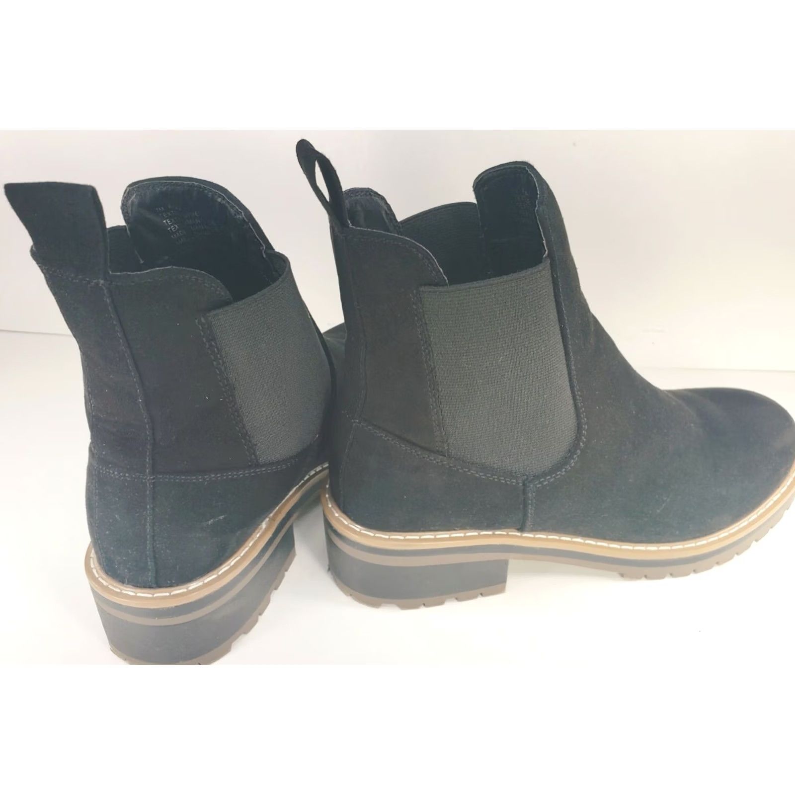Vintage Kensie Khai Chelsea Boot Booties Women Black 7M Block Heel Leather Faux Suede Microfiber Bootie Size US 7 / IT 37 - 4 Thumbnail