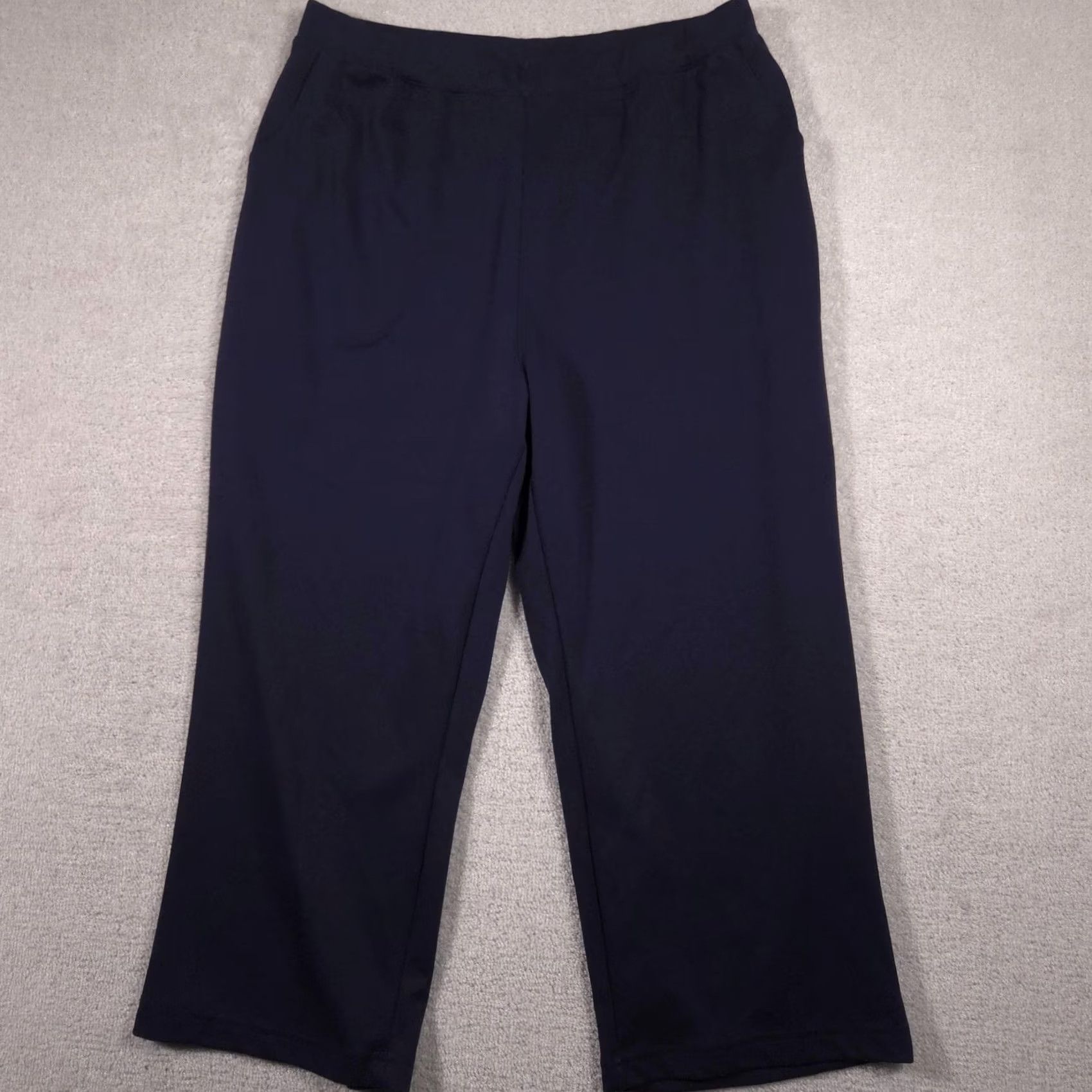 Vintage VINTAGE Woman Within Sweatpants Womens 26W Navy Blue Jersey Wide-Leg Pull On Stretch Size 4XL / US 24-26 - 2 Thumbnail