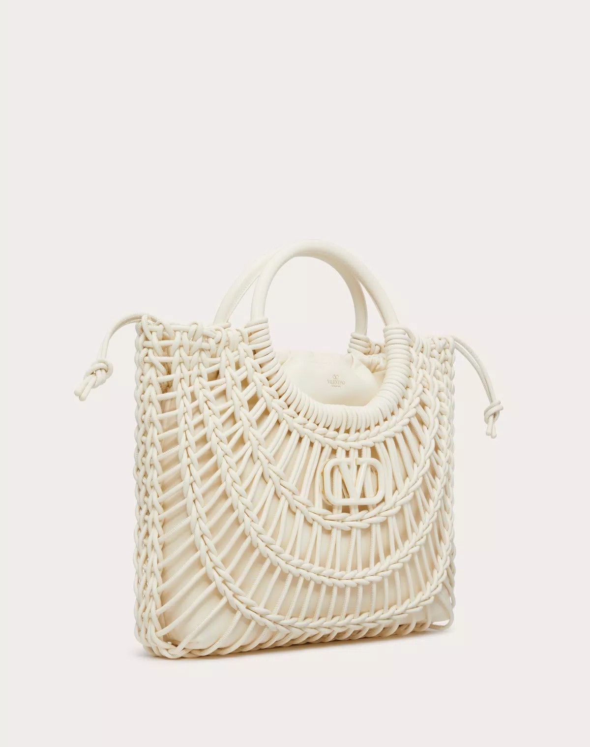 Valentino oc11z0725 Size:OS/Allknots Woven Leather Shopper in White Size ONE SIZE - 2 Thumbnail