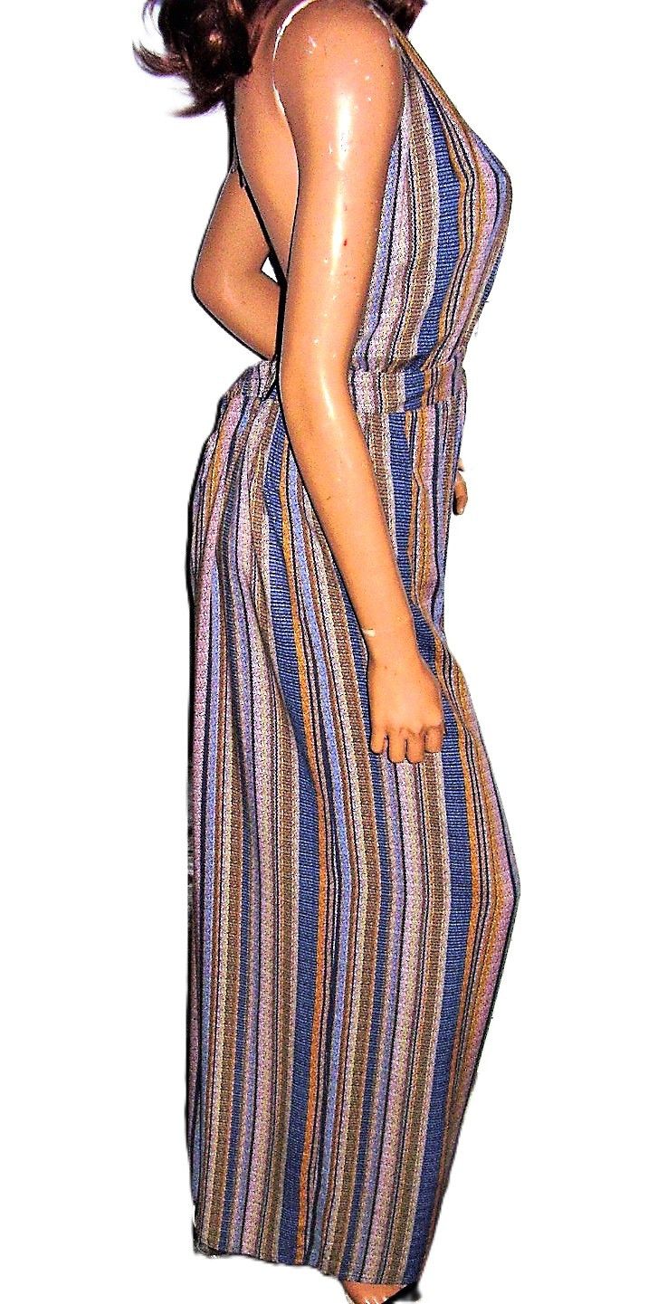 Other Wild Fable Blue Beige Halter Jumpsuit XXL NWT Size 35" - 6 Thumbnail