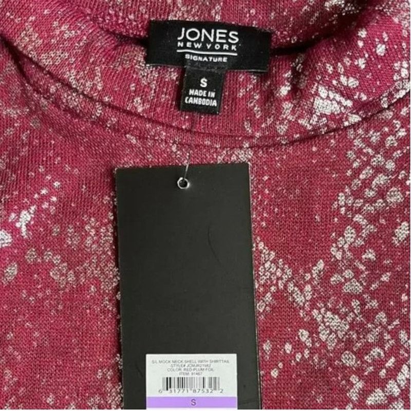 Jones New York Jones New York Mock Neck Red Plum Foil Sleeveless Top, S Size S / US 4 / IT 40 - 4 Thumbnail