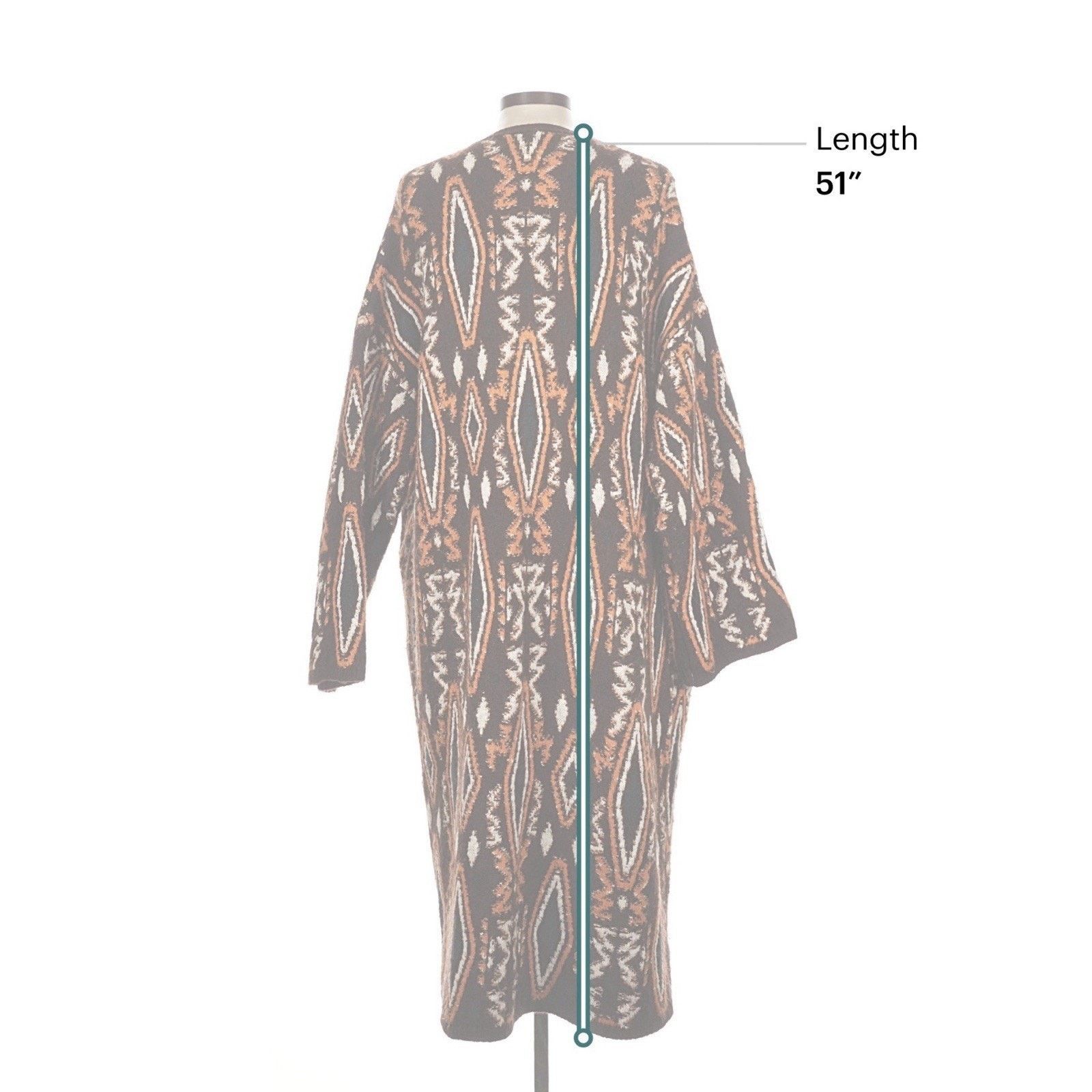 Zara Zara Geometric Jacquard Long Cardigan Coat Boho Duster M Size M / US 6-8 / IT 42-44 - 4 Thumbnail