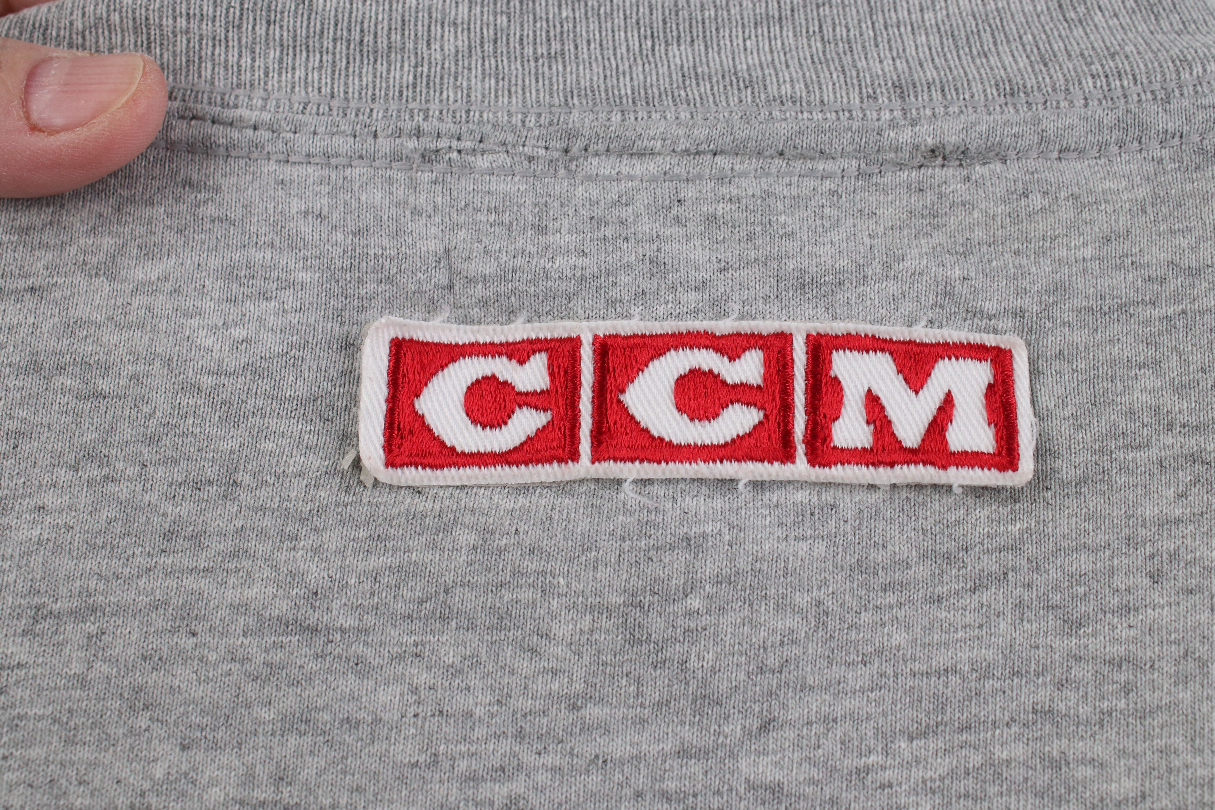 Vintage Vintage 90s CCM Hockey Long Sleeve T-Shirt Heather Gray Size US XL / EU 56 / 4 - 10 Thumbnail