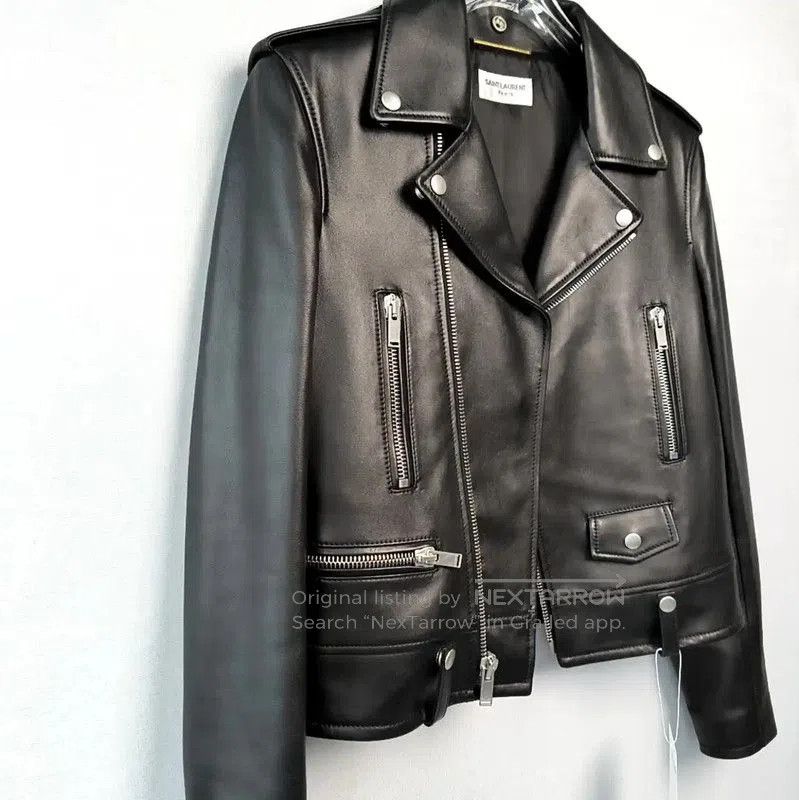 Yves Saint Laurent YSL Black Leather Women's Jacket Size S . Size S / US 4 / IT 40 - 2 Thumbnail