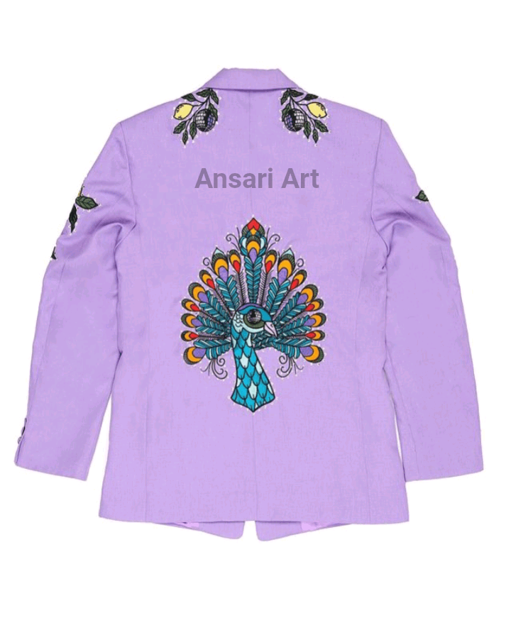 Designer Men Purple 2Pc Embroidered Cocktail Outfits Size 42L - 2 Thumbnail