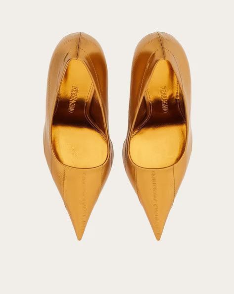 Salvatore Ferragamo o1s1rm0724 Eva Leather Pumps in Gold Size US 9.5 / IT 39.5 - 3 Thumbnail