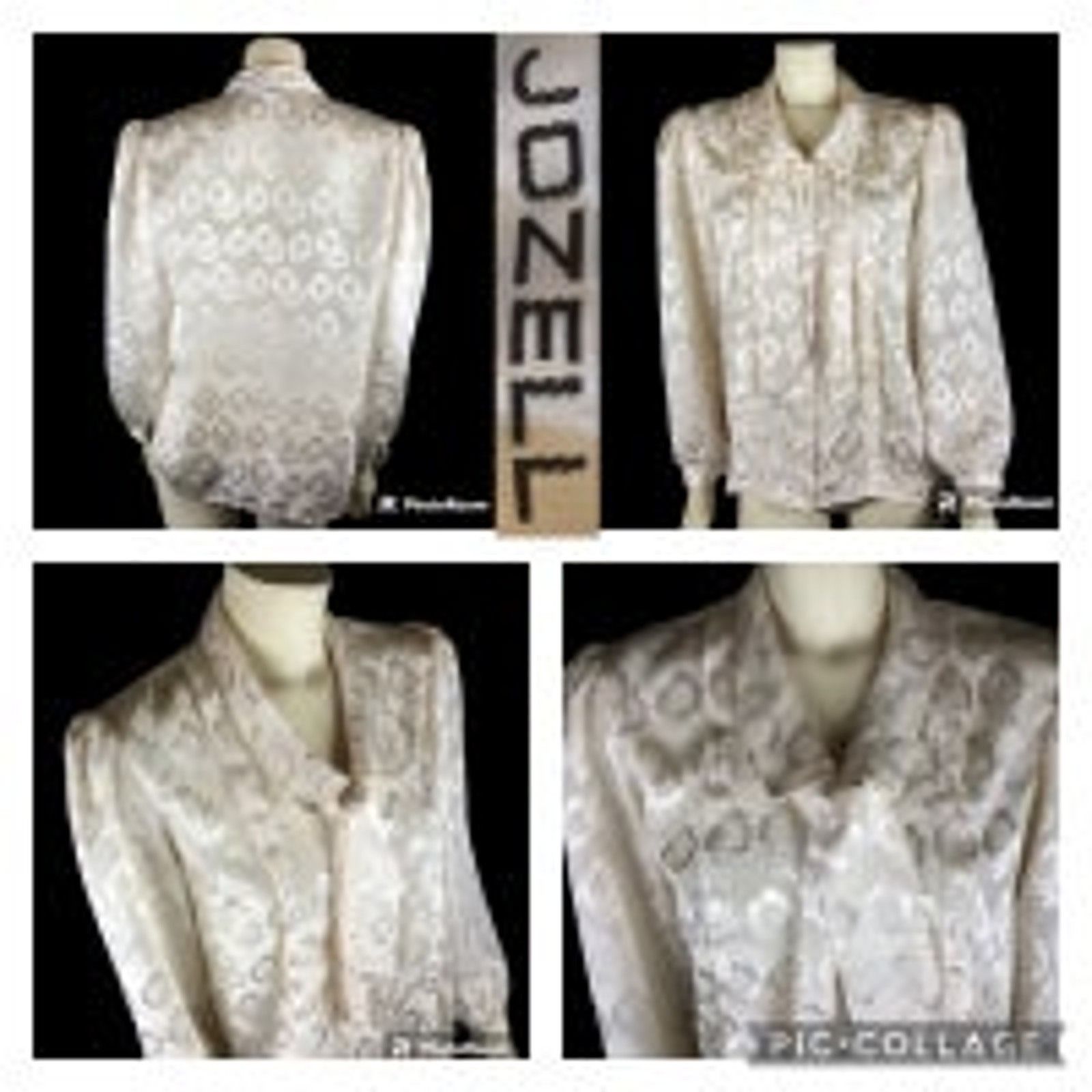 Vintage Vtg JOZELL Puff Sleeve cream print blouse necktie 9/10 Size M / US 6-8 / IT 42-44 - 14 Thumbnail