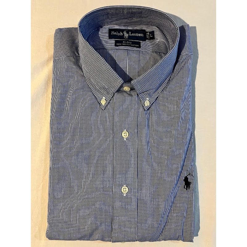 Ralph Lauren × Vintage VTG 80s Ralph Lauren Shirt Blake Button Up Blue White Check Size US L / EU 52-54 / 3 - 1 Thumbnail