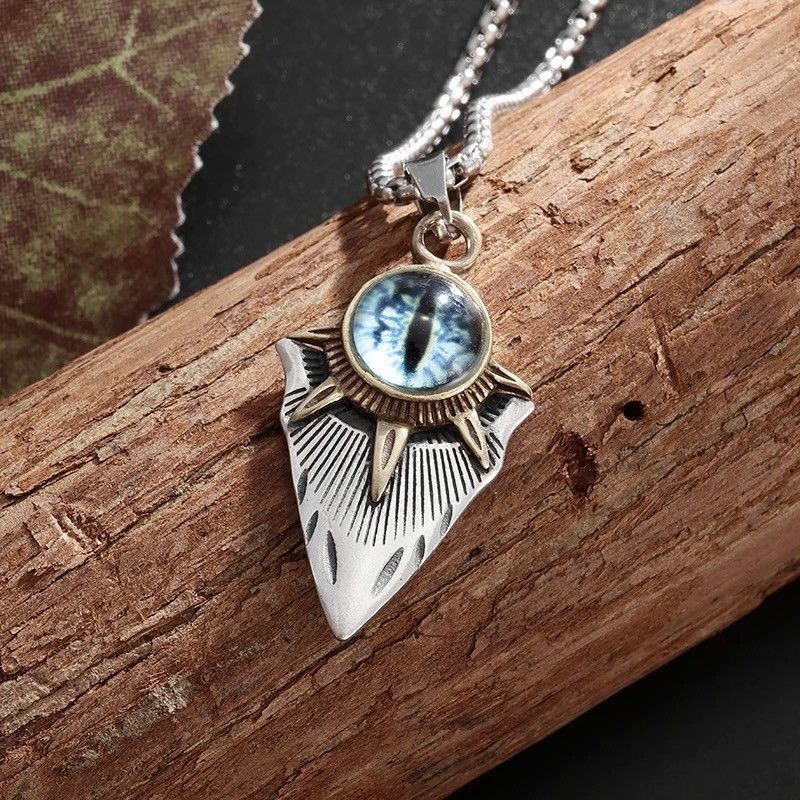 Vintage Retro Blue Demon Eyes Necklace Size ONE SIZE - 4 Thumbnail
