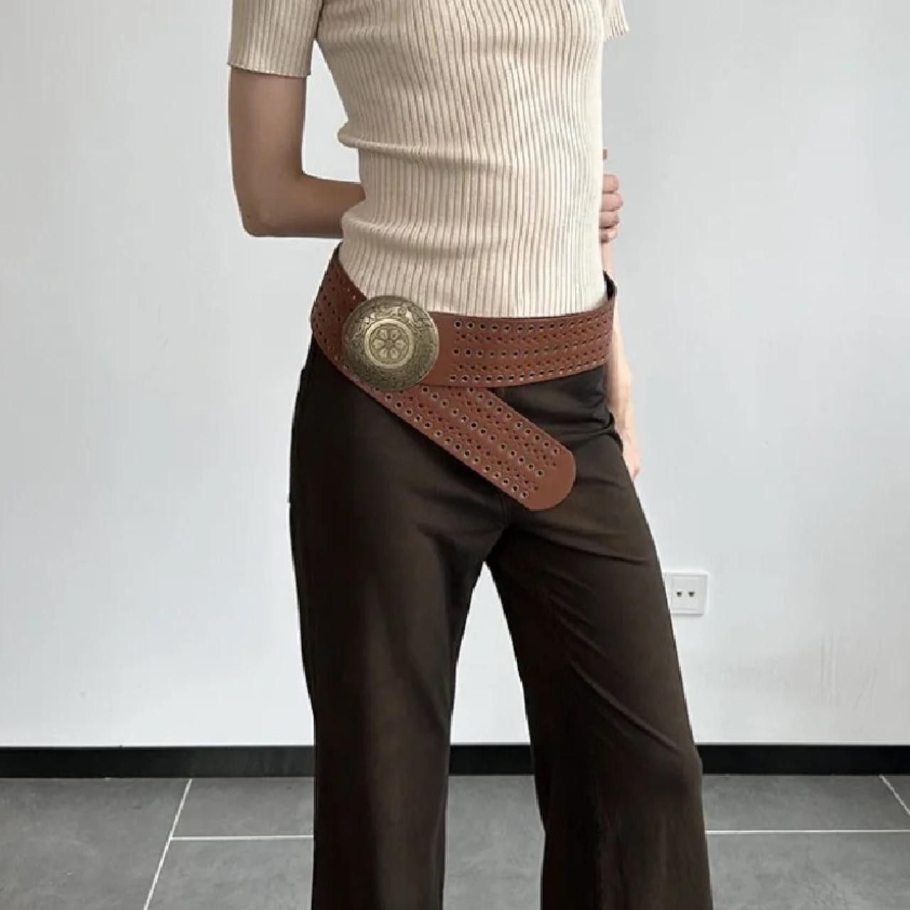 Japanese Brand Rare Y2K Chunky Oversized Buckle Boho Belt Size ONE SIZE - 3 Thumbnail