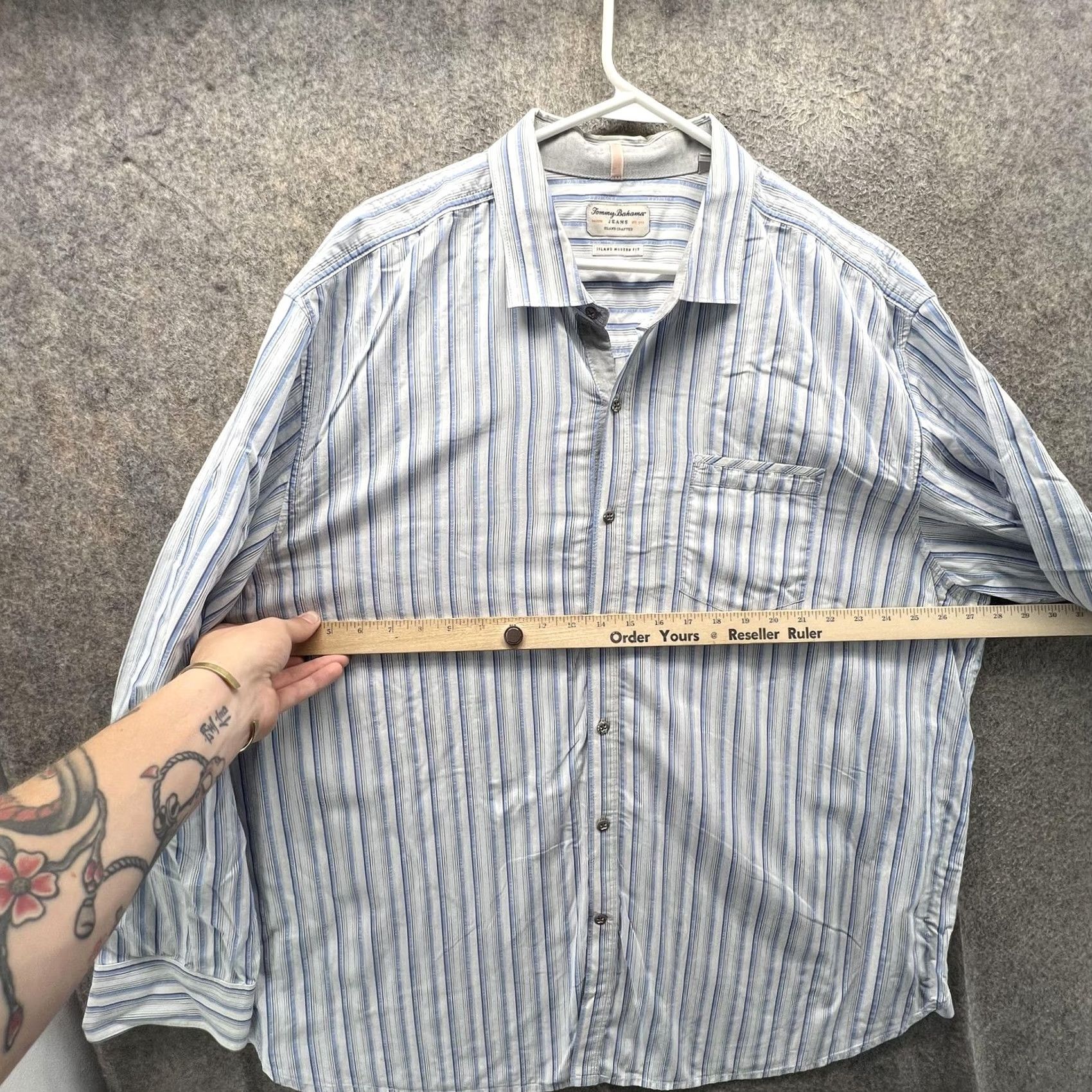 Tommy Bahama Tommy Bahama Jeans Shirt Mens 2XL Blue Stripe Long Sleeve Button Front Casual Size US XXL / EU 58 / 5 - 3 Thumbnail