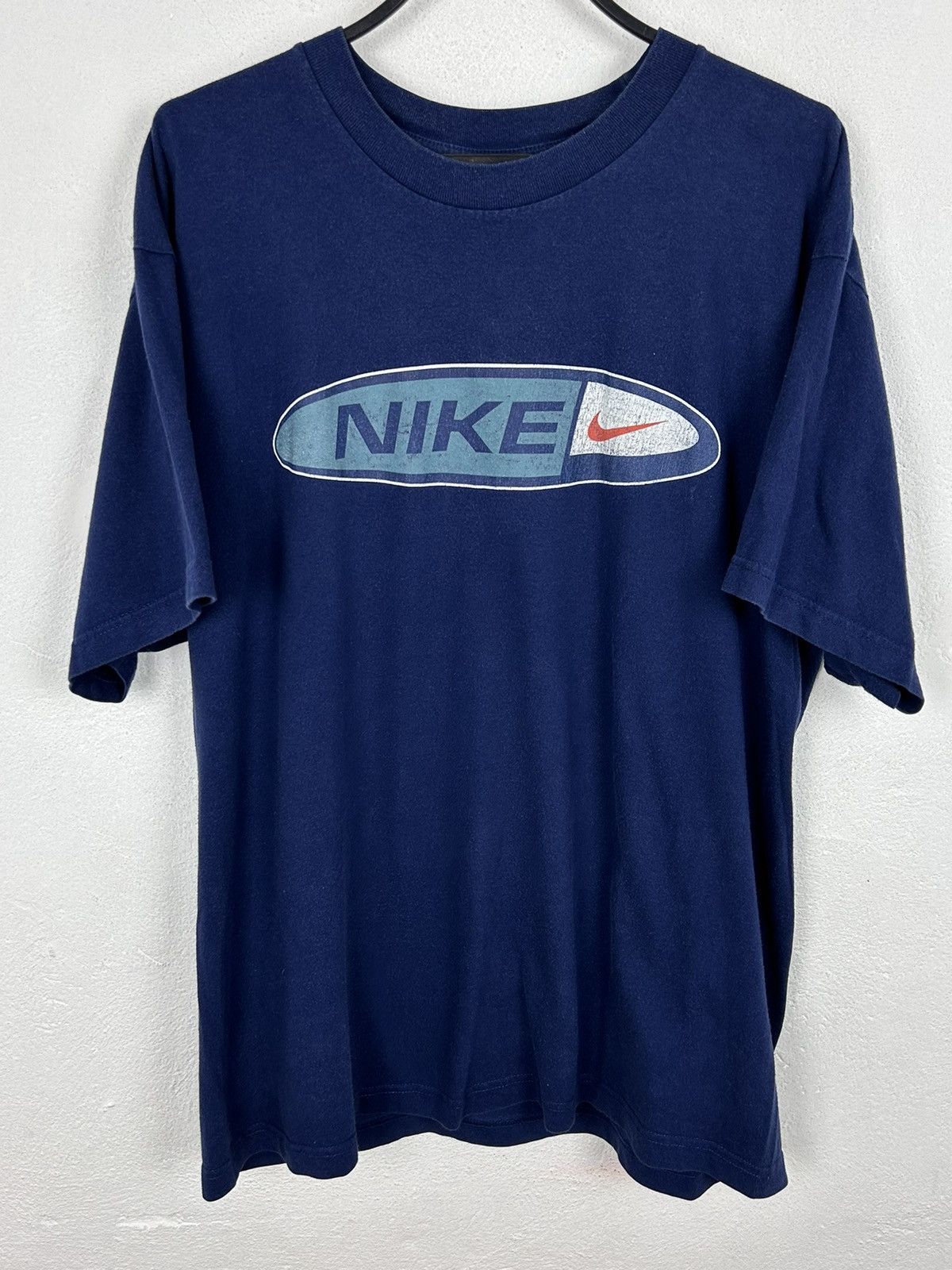 Nike 90s Vintage Nike Center Logo Short Sleeve T-Shirt In Blue Size US XL / EU 56 / 4 - 1 Thumbnail