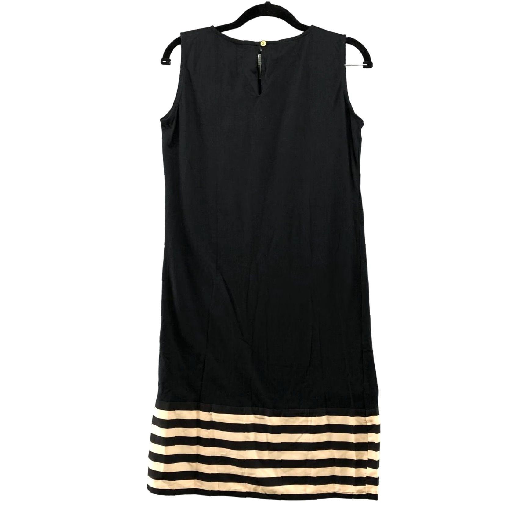 Vintage MISS CHASE Striped Midi Dress Womens S Black Beige Sleeveless T-Shirt Cotton 90s Retro Size S / US 4 / IT 40 - 2 Thumbnail