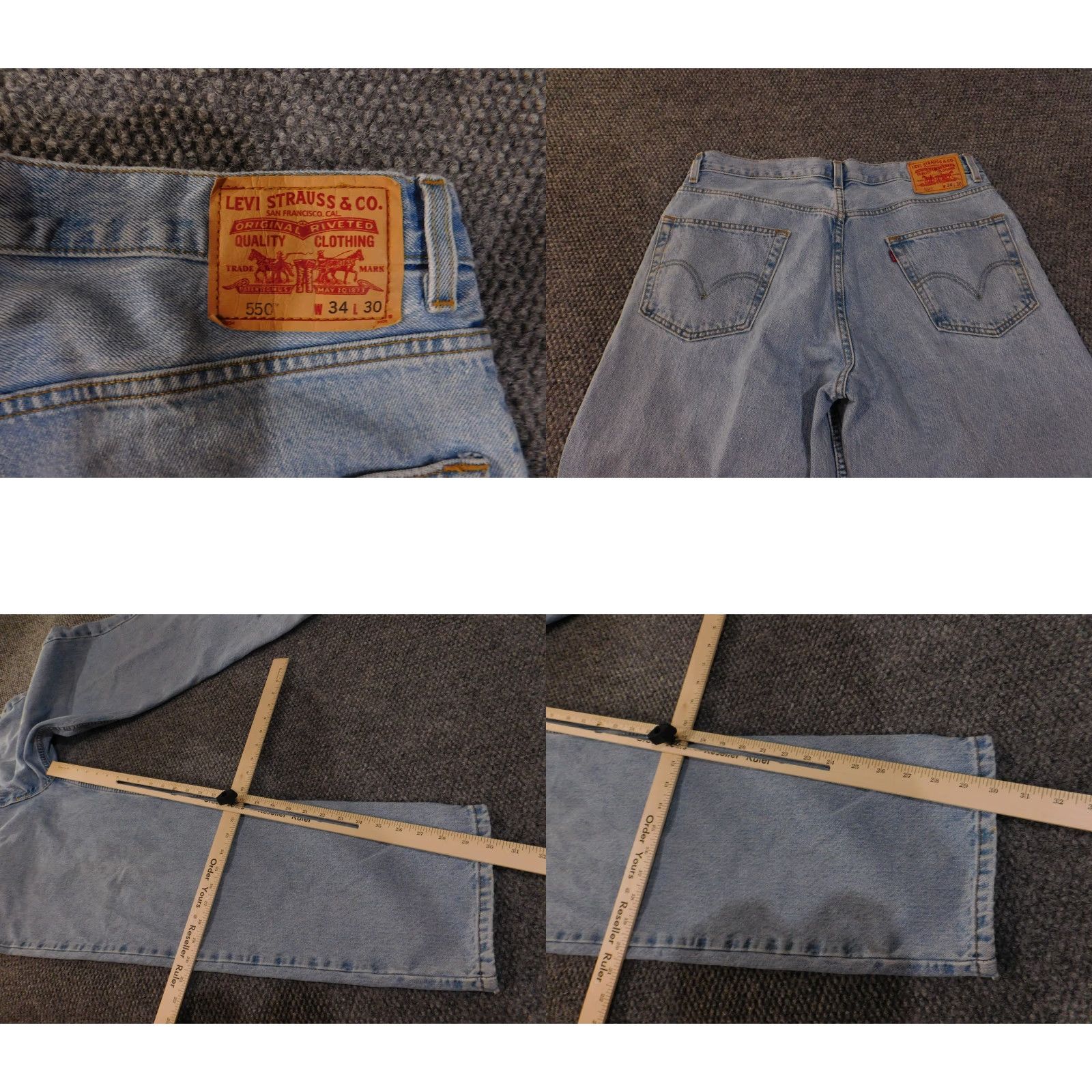 Levi's VINTAGE Levi's 550 Jeans Mens 34x30 Blue Relaxed Fit Medium Wash Denim Pants 100% Cotton Size US 34 / EU 50 - 9 Thumbnail