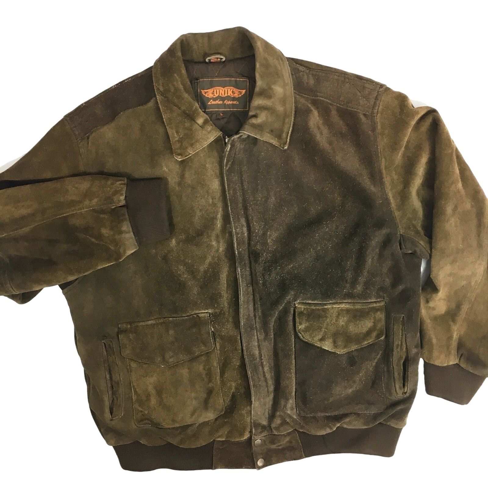 Other Vtg UNIK DISTRESSED Brown HEAVY Suede Leather Jacket Size US L / EU 52-54 / 3 - 1 Thumbnail