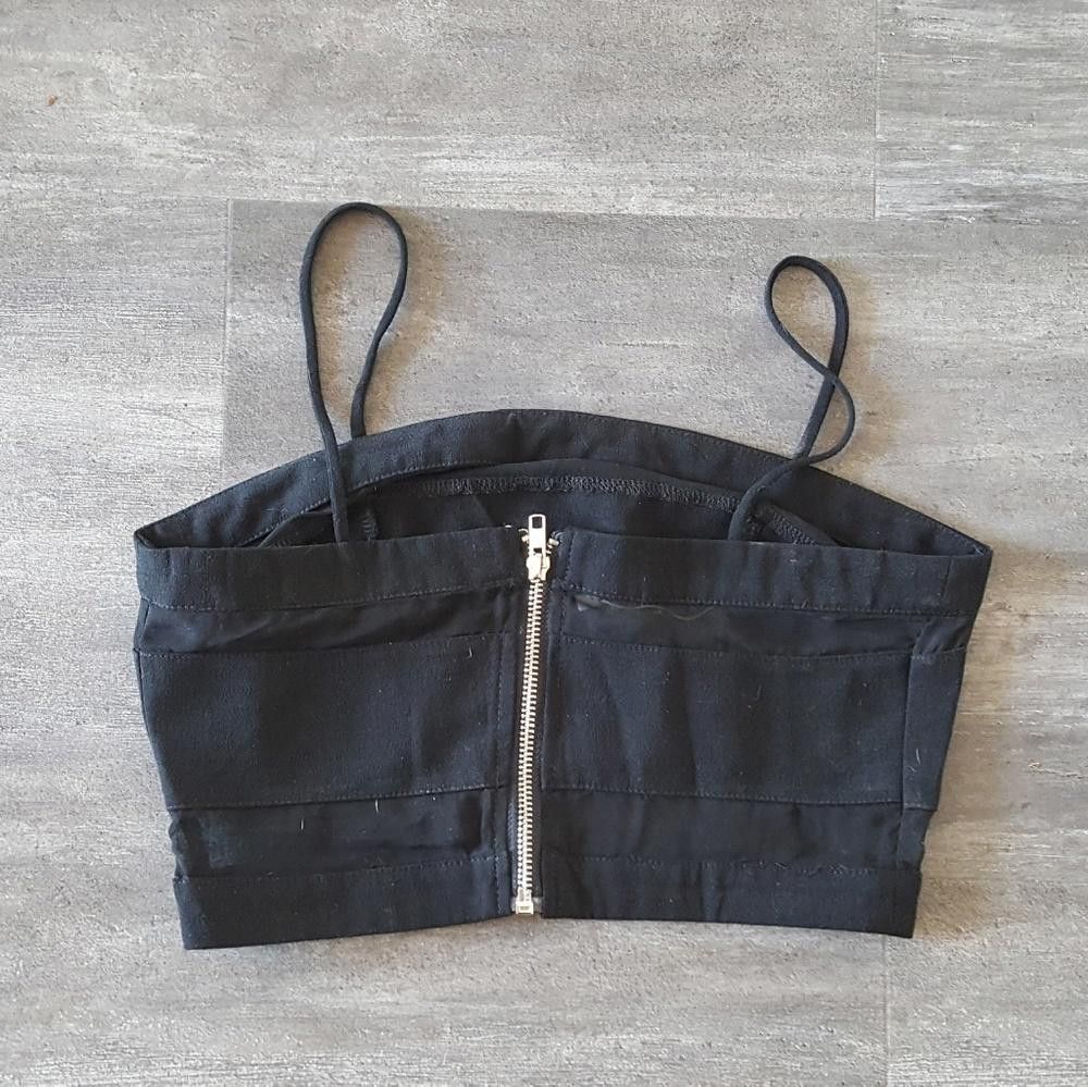 Designer Black Mesh Detailed Dressy Crop Size S / US 4 / IT 40 - 2 Thumbnail