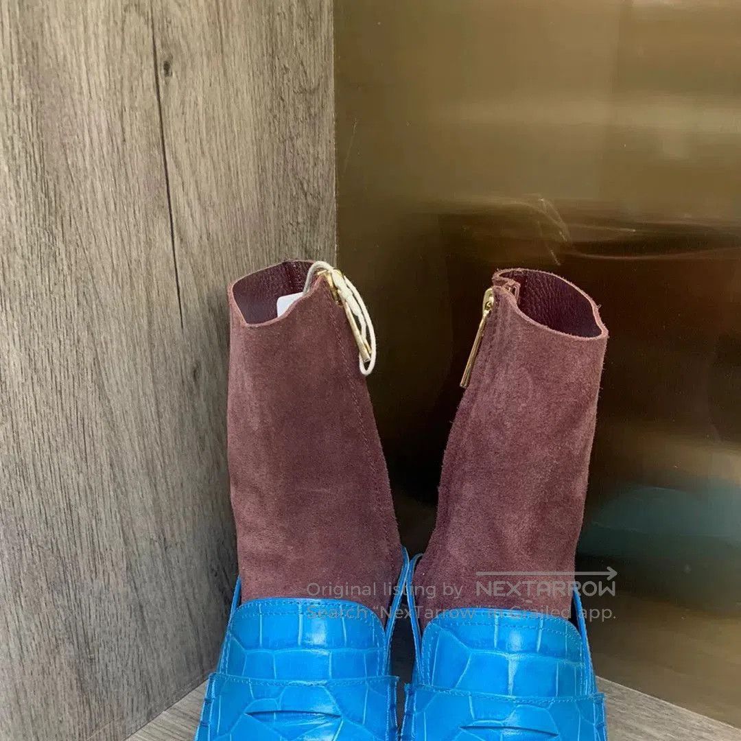 Loewe Loewe Sky Blue Crocodile Ankle Boots. Size US 6 / IT 36 - 1 Thumbnail