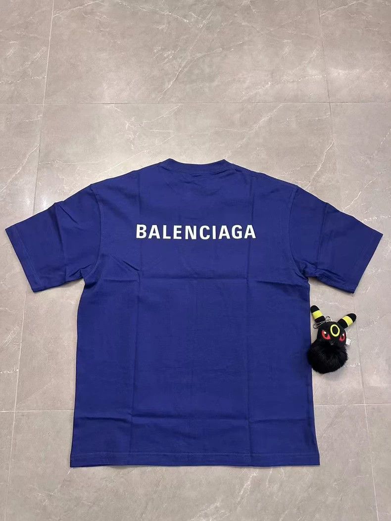 Balenciaga Balenciaga Blue Logo Short Sleeve Size US S / EU 44-46 / 1 - 1 Thumbnail