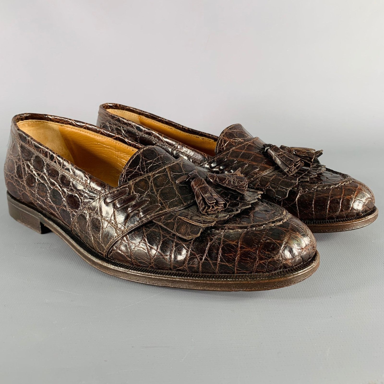 Testoni A.TESTONI Size 8.5 Brown Alligator Leather Moccasin Loafers Size US 8.5 / EU 41-42 - 1 Thumbnail